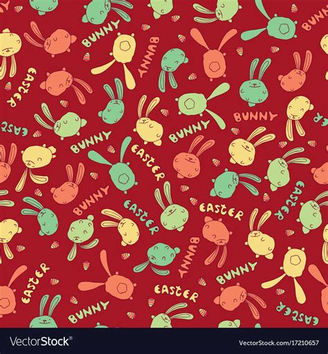 pattern  cute bunny  rabbit  red color vector image
