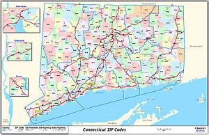 connecticut state zipcode laminated wall map ebay