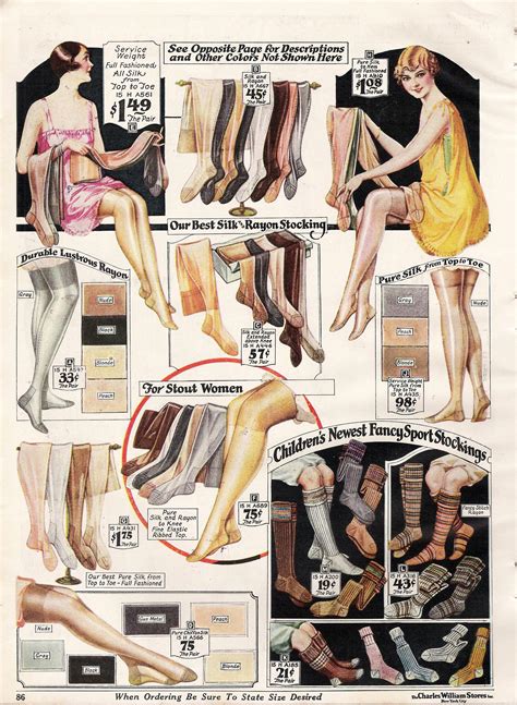 the various styles of 1920s stockings tights nylons