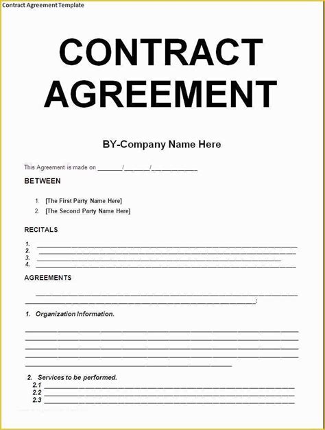 work contract template  simple template   contract agreement