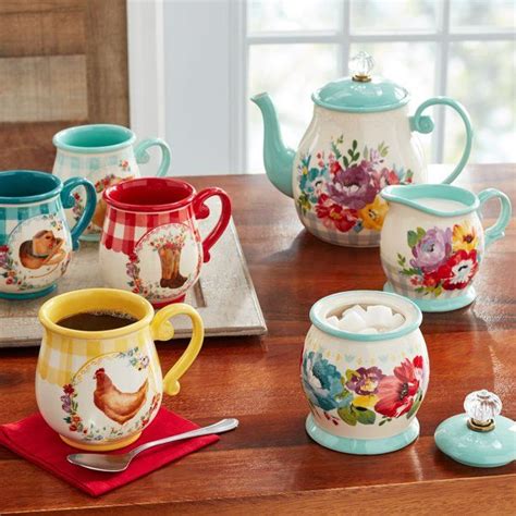 The Pioneer Woman Sweet Romance 9 Piece Stoneware Coffee And Tea Set