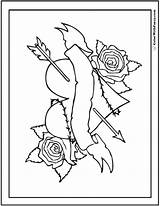 Coloring Pages Rose Roses Heart Hearts Arrow Thorns Drawing Banners Printable Banner Thorn Pdf Adult Printables Peace Getdrawings Fancy Vector sketch template