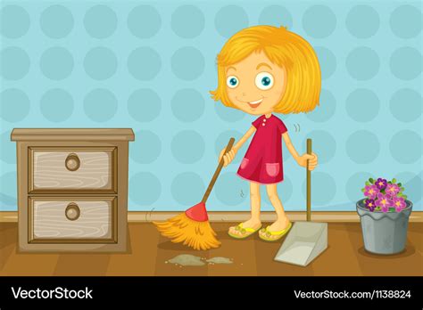 girl cleaning  room royalty  vector image
