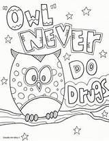 Ribbon Doodle Drug Alley Prevention Counseling Owl Classroomdoodles Elementary Counselor sketch template