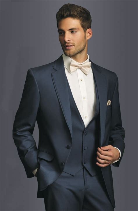 buttonless navy blue groom tuxedos notch lapel man business suits prom