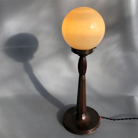 Tall Vintage Glass Globe Table Lamp Hungary 1930s For