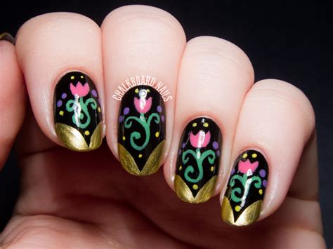 anna inspired frozen nail art chalkboard nails nail art blog