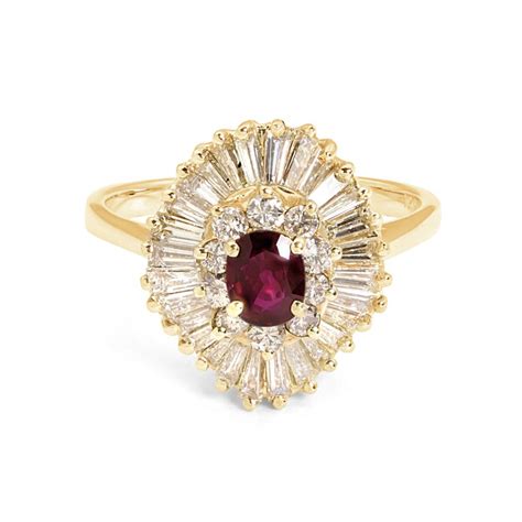 estate 14k gold genuine ruby and diamond ballerina ring save 1600
