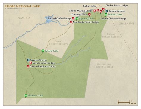 Chobe Np Map Detailed Map Of Chobe National Park