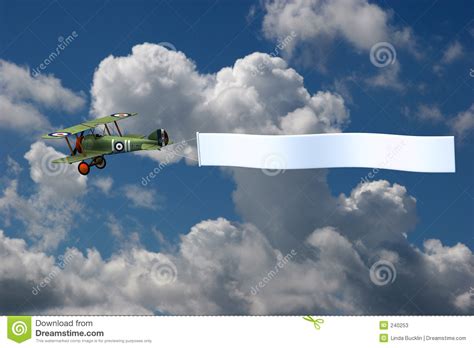 doppeldecker der eine unbelegte fahne zieht stock abbildung illustration von luft transport