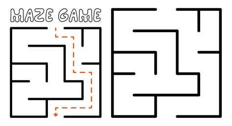 maze game  kids simple maze puzzle  solution  vector art