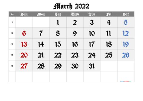 printable march  calendar premium