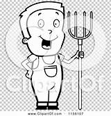 Farmer Pitchfork Boy Outlined Coloring Clipart Cartoon Vector Cory Thoman sketch template