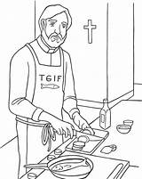 Frying Priest Quaresma Thecatholickid Lent Colorironline sketch template