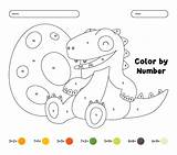 Color Dinosaur Number Worksheets Numbers Dinosaurs Coloring Printable Printablee Pages Via sketch template