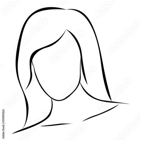 sketch female front view faceless silhouette icon vector illustration