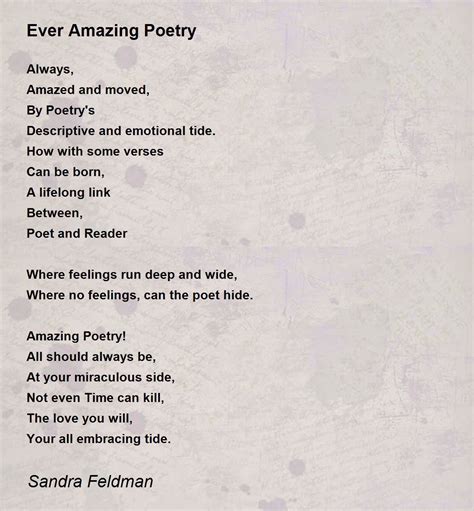 amazing poetry  sandra feldman  amazing poetry poem