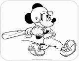 Mickey Baseball Mouse Coloring Disneyclips Pages Swinging Bat sketch template