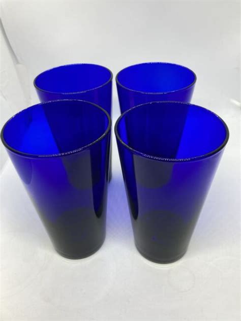 3 Libbey Cobalt Blue Glasses 5 8oz Flare Cobalt Blue Tumbler S