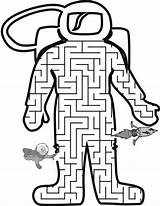 Maze Mazes Astronaut Space Printable Kids Coloring Preschool Astronauts Worksheets Shaped Sheets Theme Spaceship Float Activities Craft Party Printactivities Thru sketch template