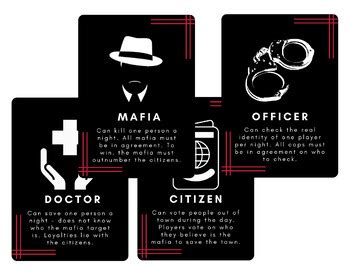 mafia game printable cards  dessi dobrolevska tpt