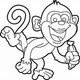 Monkey Cartoon Coloring Printable Kids Hands sketch template