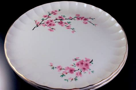 W S George Dinner Plates Peach Blossom Bolero Shape Set Of 2 Pink