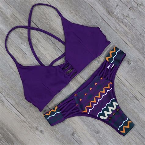 sexy violet bandage brazilian bikini set swimwear bikini swimsuits