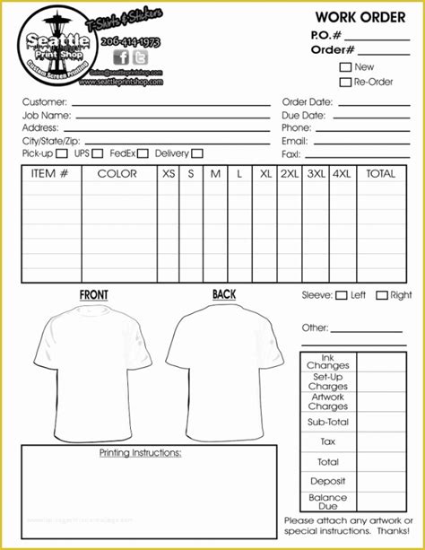 shirt order form template  printable  shirt order forms