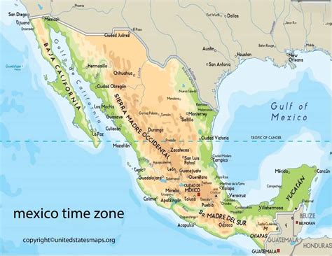 mexico time zone map printable map  mexico time zones