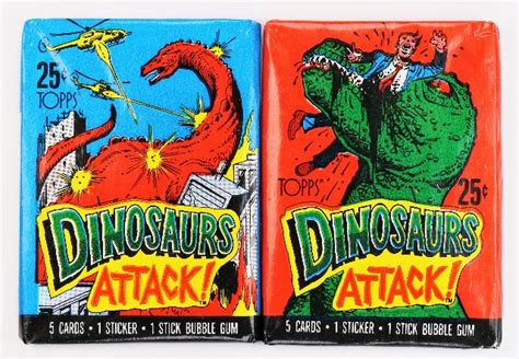Vintage 1988 Topps Dinosaurs Attack Trading Cards 2 Packs