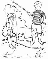 Fishing Coloring Pages Summertime Kids sketch template