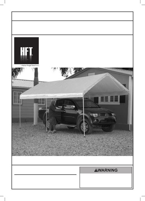 harbor freight tools  ft   ft portable car canopy product manual