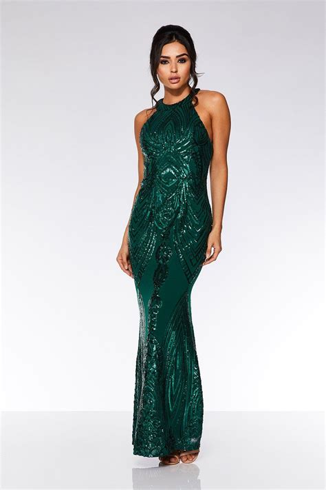 bottle green sequin high neck fishtail maxi dress green prom dress fishtail maxi dress