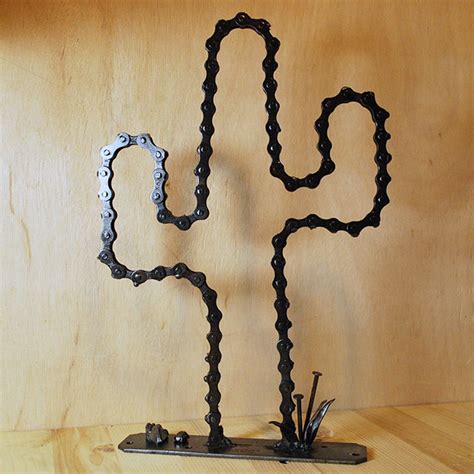 bike chain cactus etsy welding art projects metal art projects