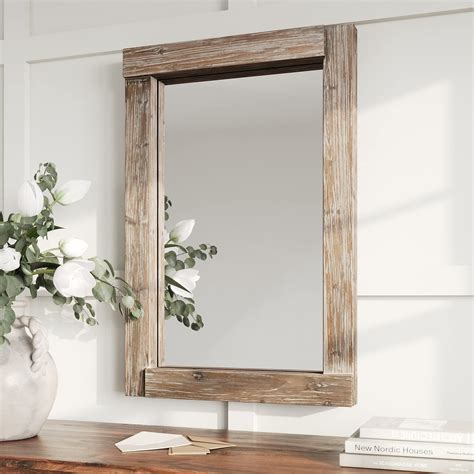 buy barnyard designs  dark wood farmhouse wall mirror wooden large rustic wall mirror