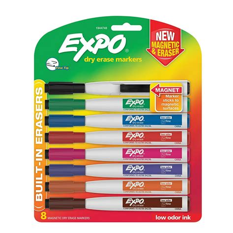 expo magnetic dry erase markers  eraser fine tip assorted colors