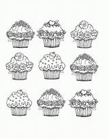 Coloring Cupcakes Cute Pages Adults Cup Cupcake Cake Cakes Color Adult Printable Easy Six Cream Delicious Justcolor Sheets These Colouring sketch template