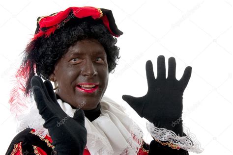 happy zwarte piet black pete typical dutch character stock photo