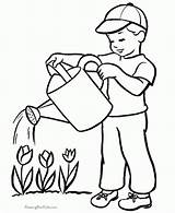 Kolorowanki Ogrodzie Prace Wiosenne Dzieci sketch template