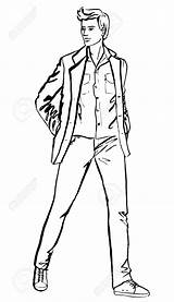 Man Outline Standing Sketch Fashion Drawing Clipart Guy Body Male Person Hand Handsome Woman Illustration Ink Model Hands Men Drawn sketch template