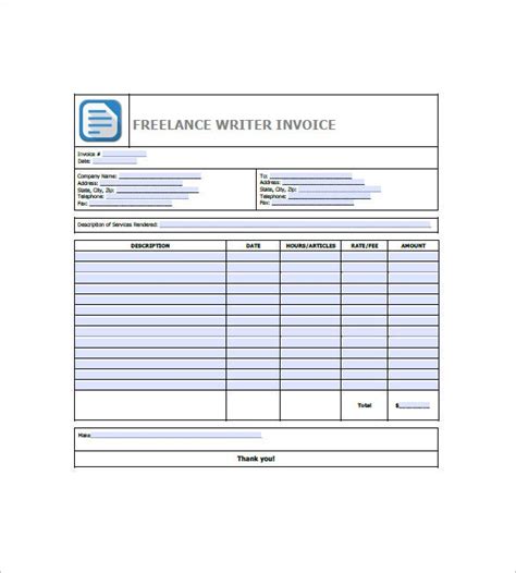 freelancer invoice template   word excel  format