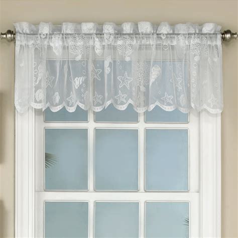 reef marine knitted lace kitchen curtains   tier pair  swag pair   valance