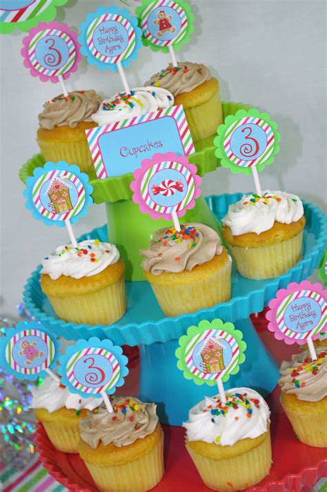 Gingerbread Birthday Party Food Label Tent Cards