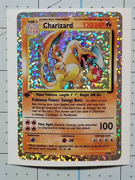 st edition custom charizard holographic decal sticker card etsy