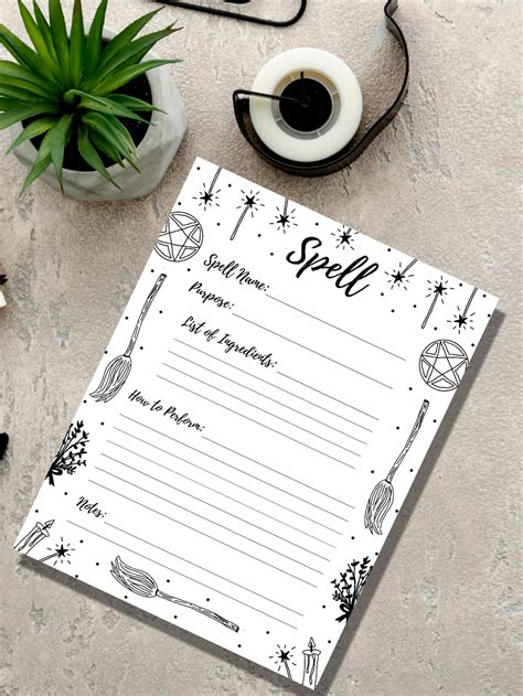 printable spells page spellbook spells witch etsy spell book