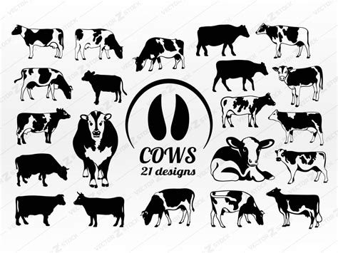 cows vector silhouettes   footprint beef calf cattle milk svg