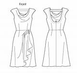 Mccall Dress Cowl Drawing Neck Template Patterns Sketch Sewing Misses sketch template