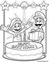 Birthday Happy Mario Bros Coloring Super Pages Printable sketch template
