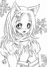 Coloring Anime Pages Neko Getcolorings Girl sketch template